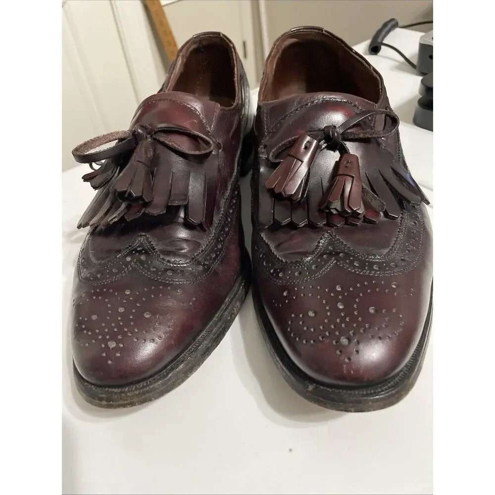 Allen Edmonds Arlington Wingtip Brogue Kiltie Tassel Loafers Burgundy Men's 10 D